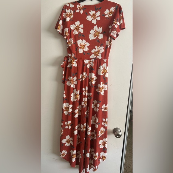 BCX Dark Orange Floral Dress, Size Large - Picture 3 of 4